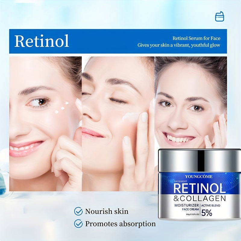 1.06/2.12oz Retinol & Collagen Moisturizer Face Cream, Can Sooth Dry Skin, Lubricate And Tighten Skin, Make Skin Tender And Delicate, Suitable For All Skin Types, And Make Your Skin Look Young With Plant Squalane