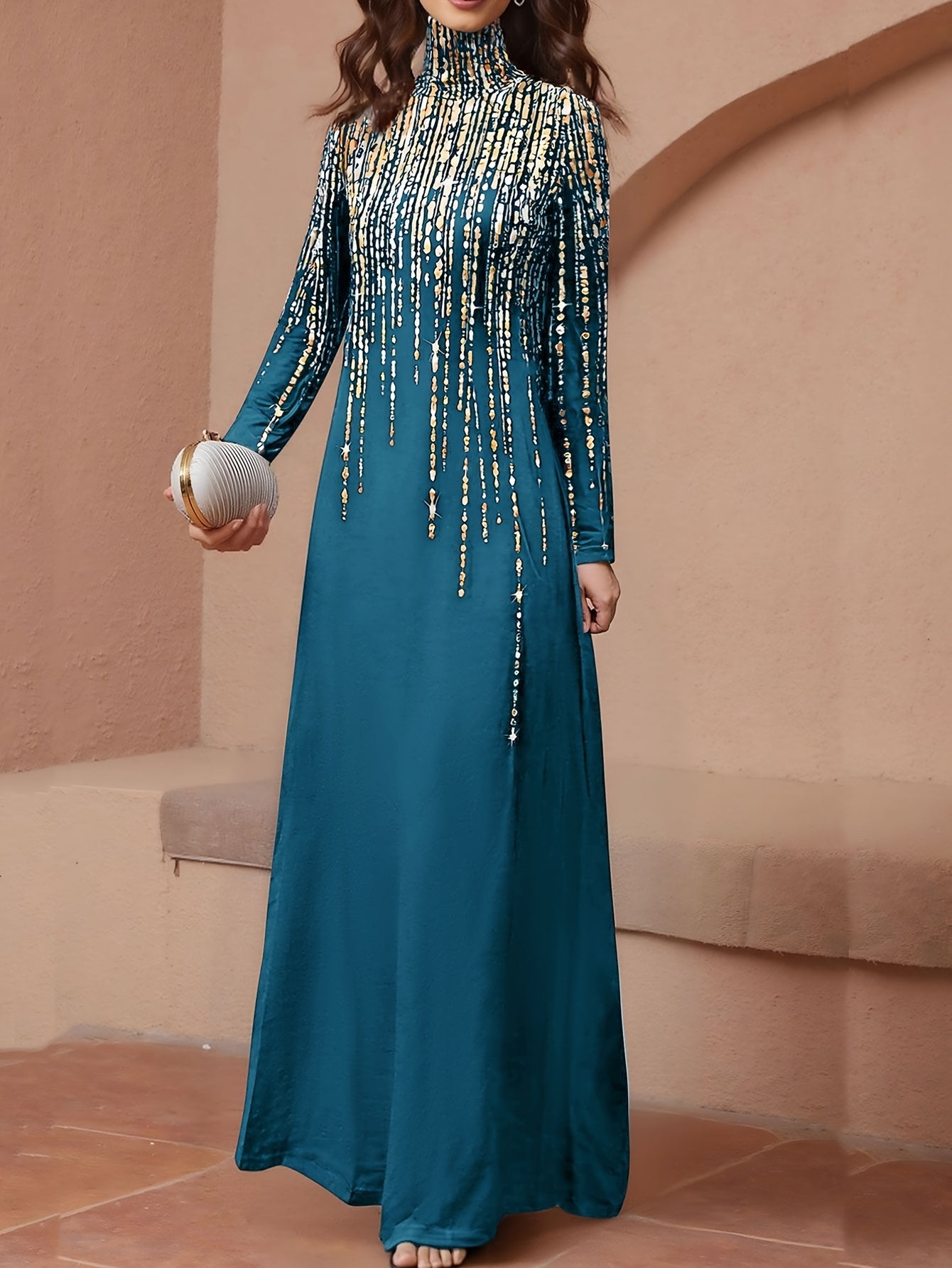 Women'S Elegant Islamic Abaya Dress - Long Muslim Robe with Golden Bead Accents, Black Formal & Casual Islamic Gown for Everyday, Weddings, Travel - Modest Muslim Clothing, Muslim Dress, Vacation Outfit, High Collar Design, M