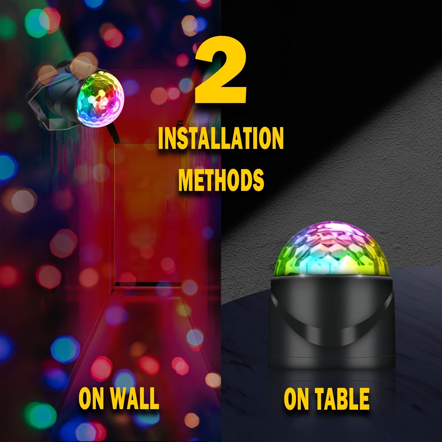 1pc/2pcs Sound Activated Party Lights, Dj Lighting, RBG Disco Ball, Strobe Lamp 7 Modes Stage Par Light For Home Room Dance Parties Birthday DJ Bar Karaoke Xmas Wedding Show Club Pubs