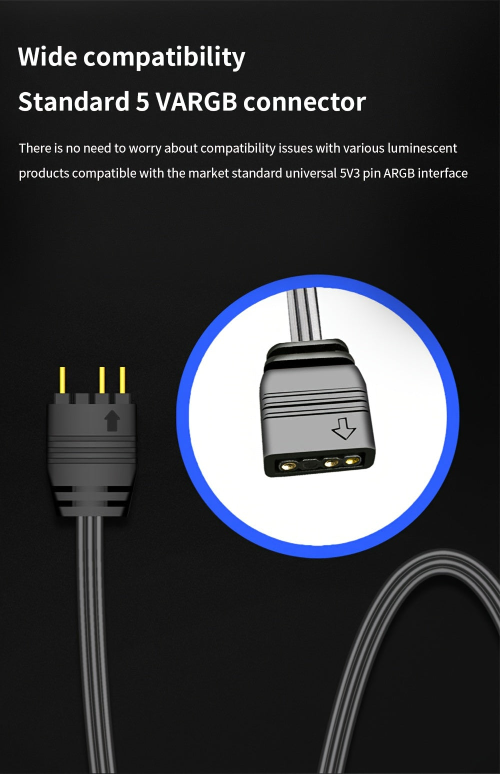 5V 3 Pin ARGB Controller Cable - Advanced RGB Lighting Control, Seamless Sync, Compact Handheld Operation, and Extended Lengthen Cable - Universally Compatible for Customizing Cooling Fan Light Strips