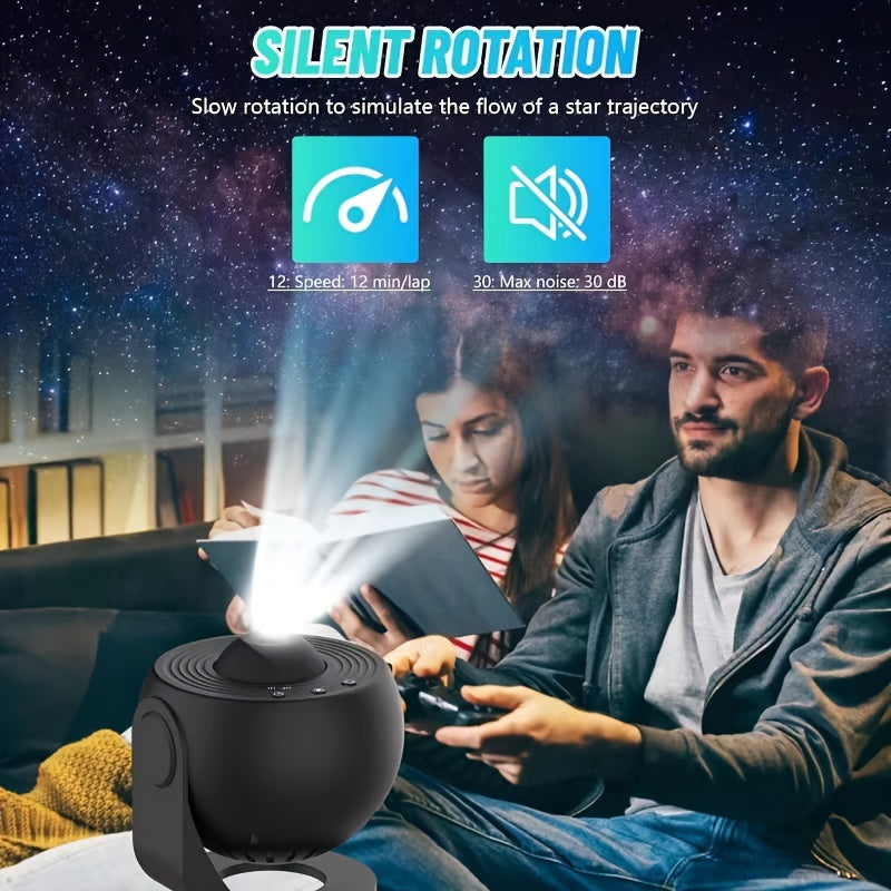 1pc Magical Galaxy Projector Lamp - Create an HD Starry Night Sky, 13 Enchanting Films, Transform Your Bedroom into a Cosmic Haven - Ambient Atmosphere Lighting