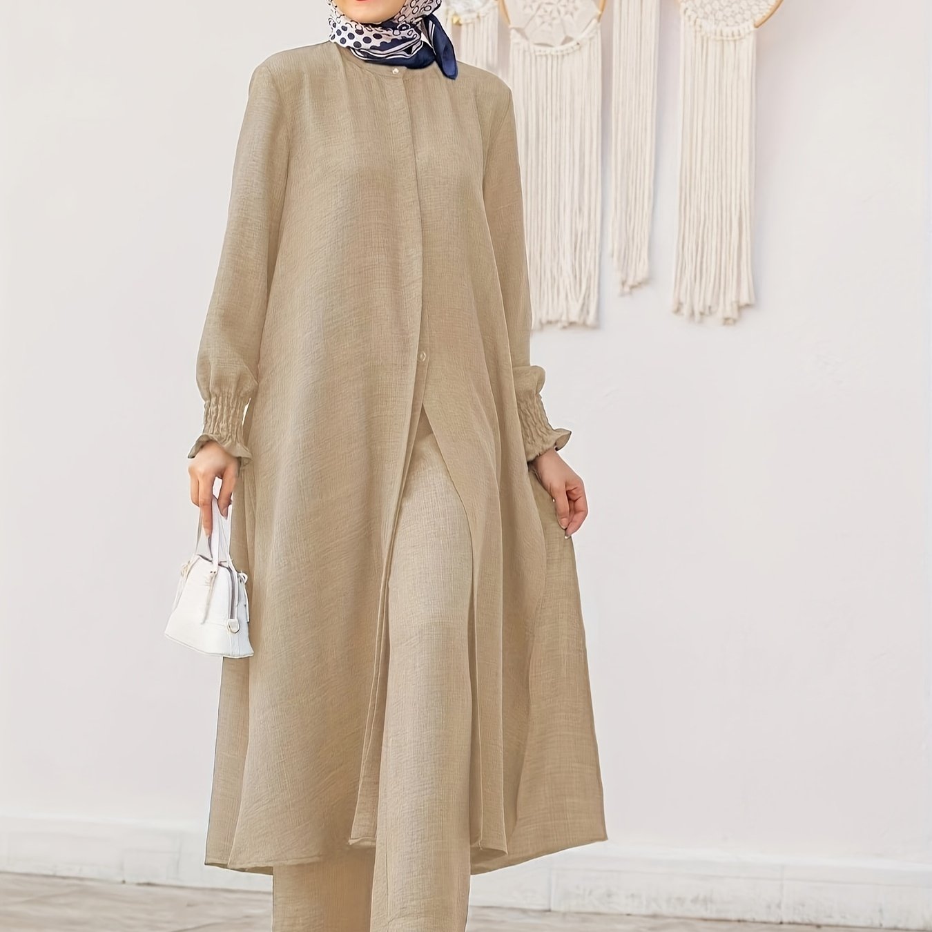 Middle East Ramadan Elegant Pure Muslim Casual Pants Set - Fashionable and Comfortable Design, Perfect for Daily Wear