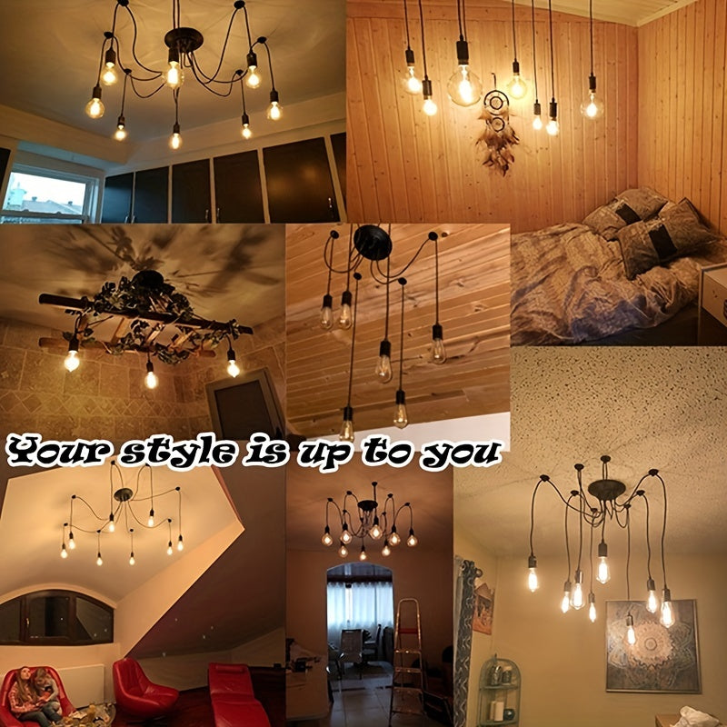 Modern Chic Industrial Dining Chandelier - Adjustable DIY Lighting With 3/5/6/8 Heads - Antique Classic Ceiling Spider Lamp Light Pendant - Metal & Glass - For Dining Room, Kitchen, Restaurant - Perfect Gift for Housewarming