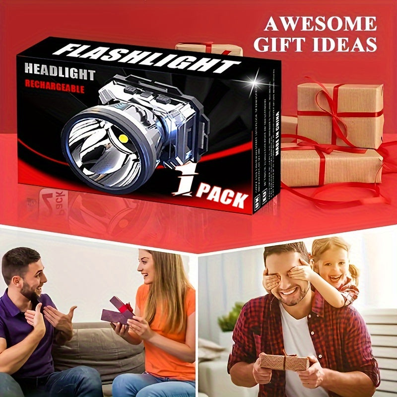 1pc Super Bright USB Charging Headlight, For Outdoor Lighting, Home Lighting, Camping, Hiking, Night Cycling, Fishing
