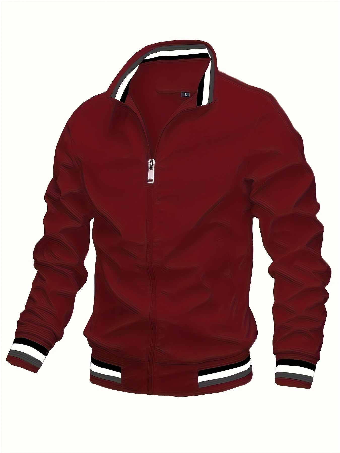 Men'S Retro Hip-Hop Baseball Jacket - Casual Sports Bomber with Stand Collar Zipper, Polyester Fabric - Perfect for Fall and Winter, Casual Weekend Wear, Casual Jacket|Hip Hop Style|Zippered Jacket