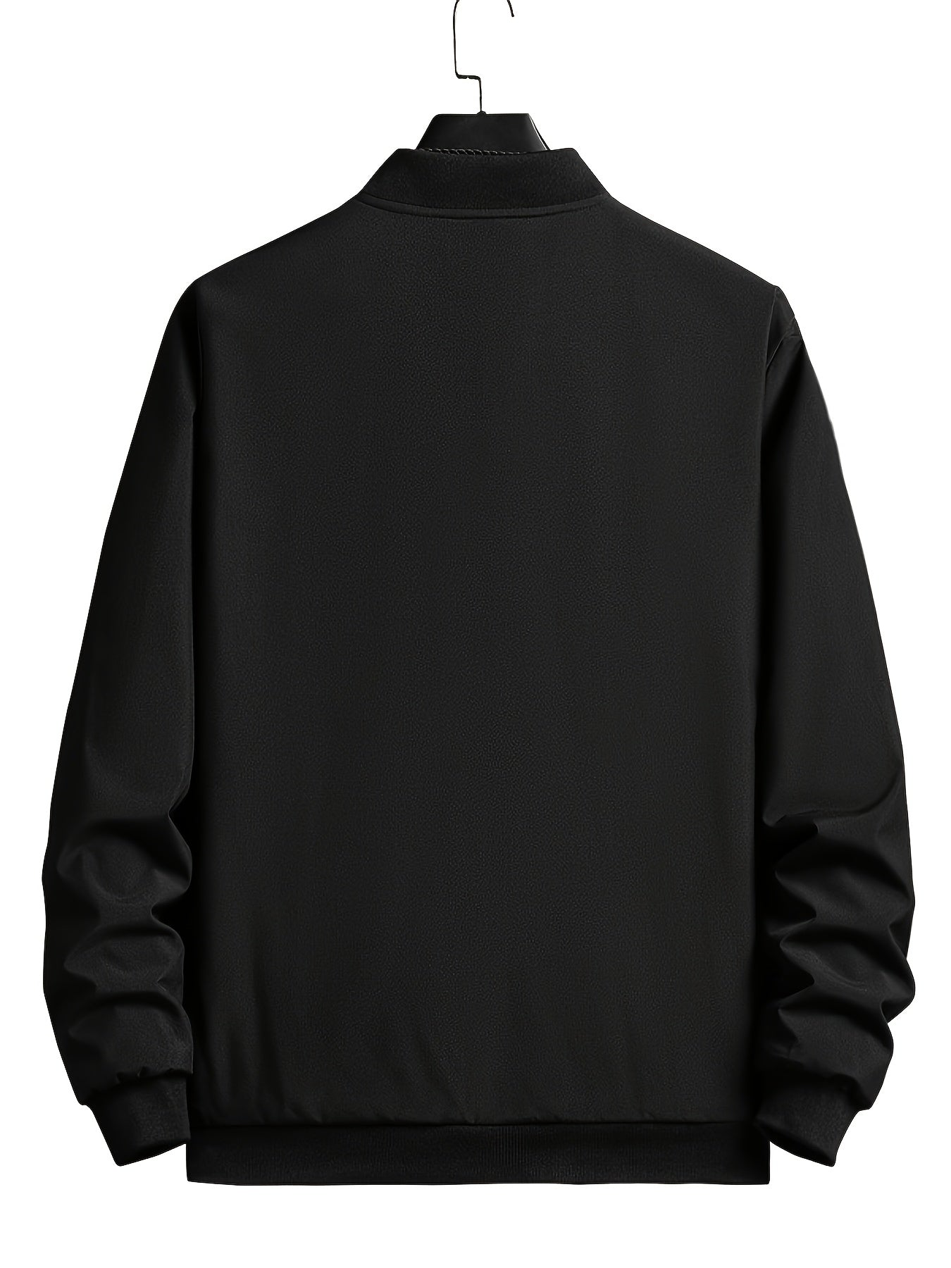Men's Outdoor Warm Fleece-Lined Thick Casual Business Jacket with Baseball Collar, Solid Color, Machine Washable - Polyester