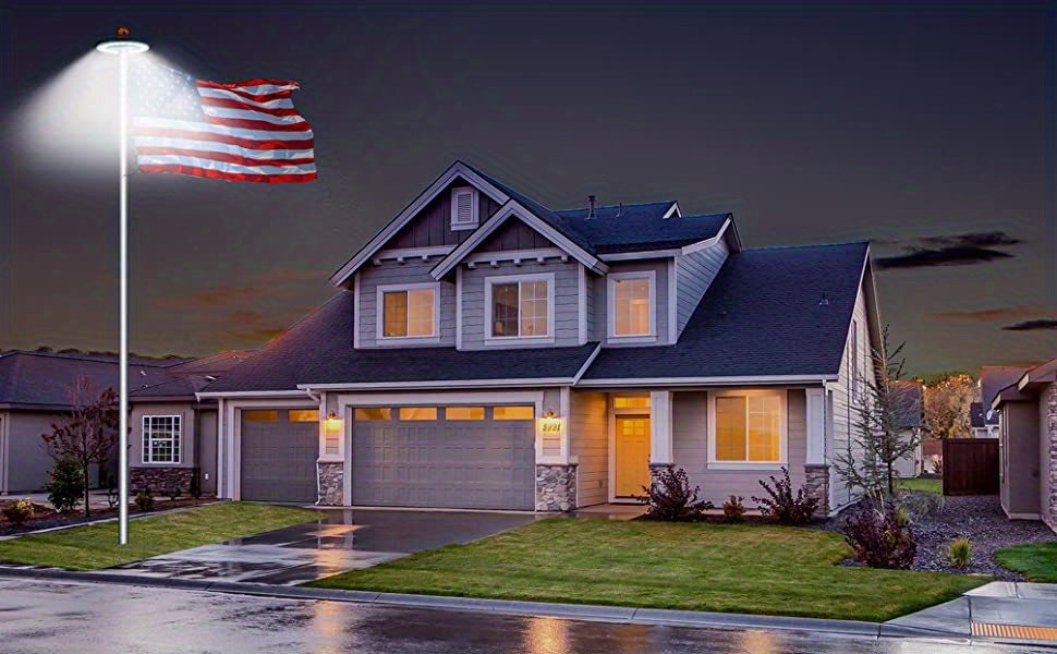 1pc Solar Flagpole Light, 1200lm, Super Bright 26 LED Flagpole Light, Operating Time Up To 12 Hours, Wide Flagpole Coverage, Dusk To Dawn Lighting For Most 15 To 25 Foot Flagpoles White