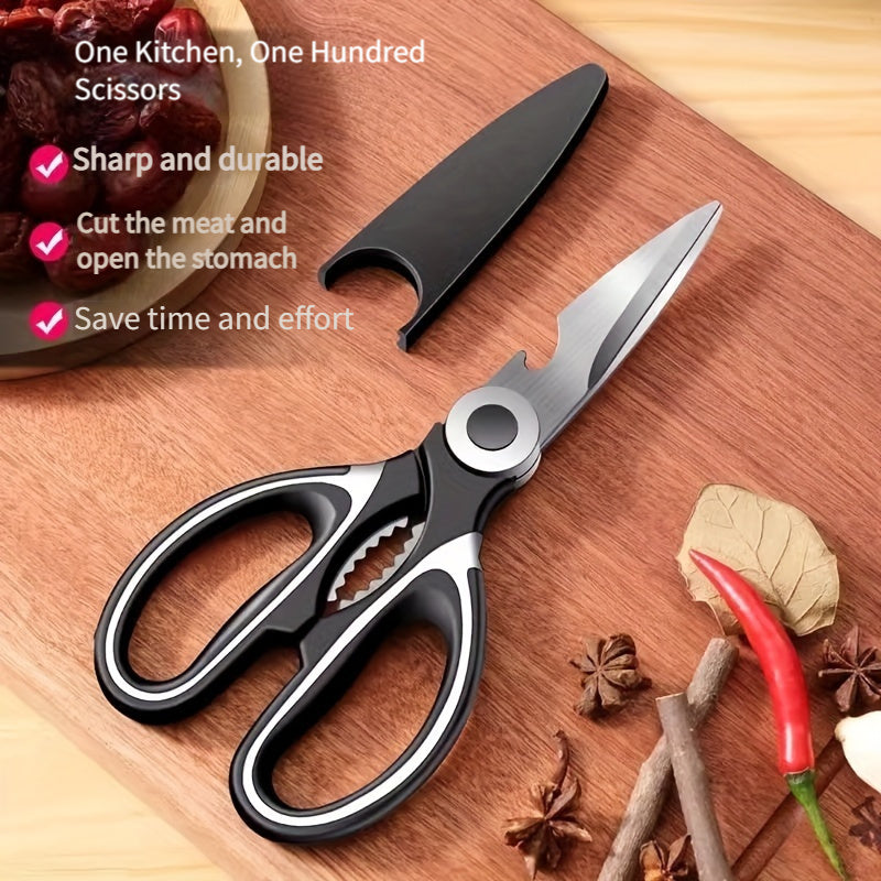 Heavy-Duty Kitchen Shears for Cutting Chicken, Duck, Fish & - 420 Stainless Steel Food-Safe Multipurpose Scissors with Sharp Blades & Ergonomic Handles for Cooking, Baking, Meal Prep, Sleek Blade Design, Highquality Kitchenwa