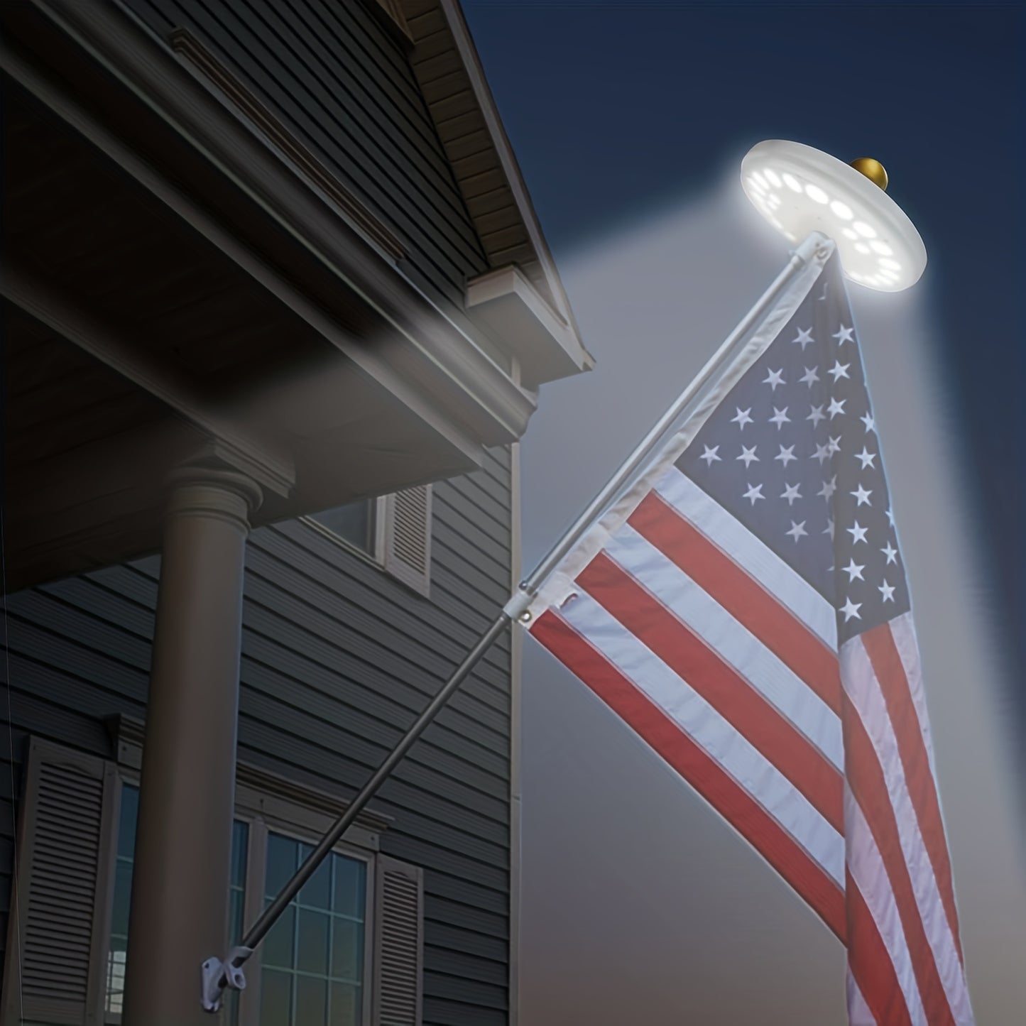 1pc Solar Flagpole Light, 1200lm, Super Bright 26 LED Flagpole Light, Operating Time Up To 12 Hours, Wide Flagpole Coverage, Dusk To Dawn Lighting For Most 15 To 25 Foot Flagpoles White
