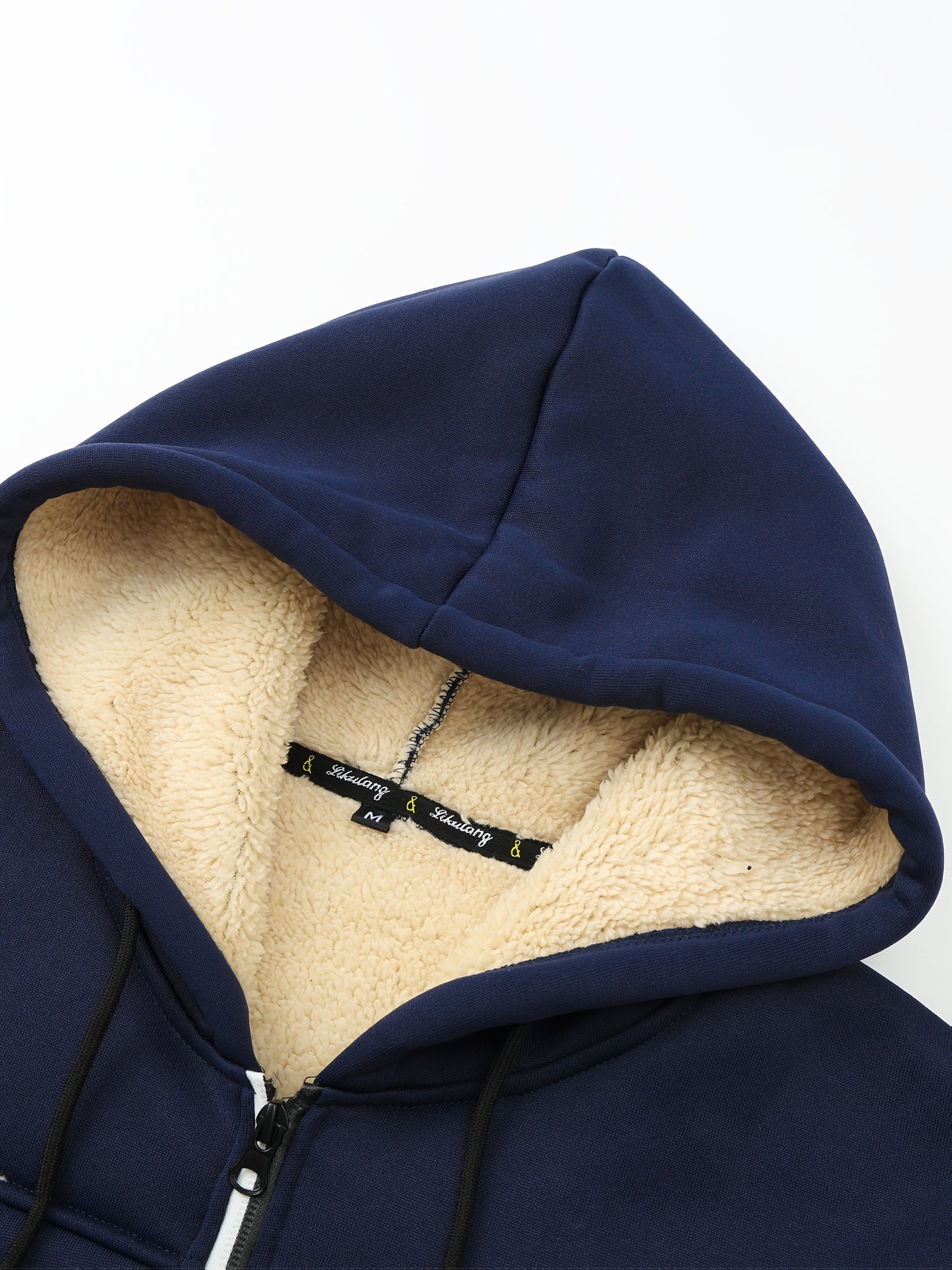 A Men's casual sports warm fleece hooded jacket with zipper opening and pocket, suitable for outdoor and training activities, autumn and winter clothing | casual style hooded sweatshirt | zipper hooded sweatshirt, Fleece Jack