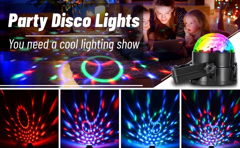 Disco Ball Party Lights Sound Activated Strobe Light With 5 Ft USB Cable, LED Dj Stage Lighting That Sync With Music, Indoor Room Birthday Rave Outdoor Dance Show Bar Karaoke Christmas Gift Eid Al-Adha Mubarak