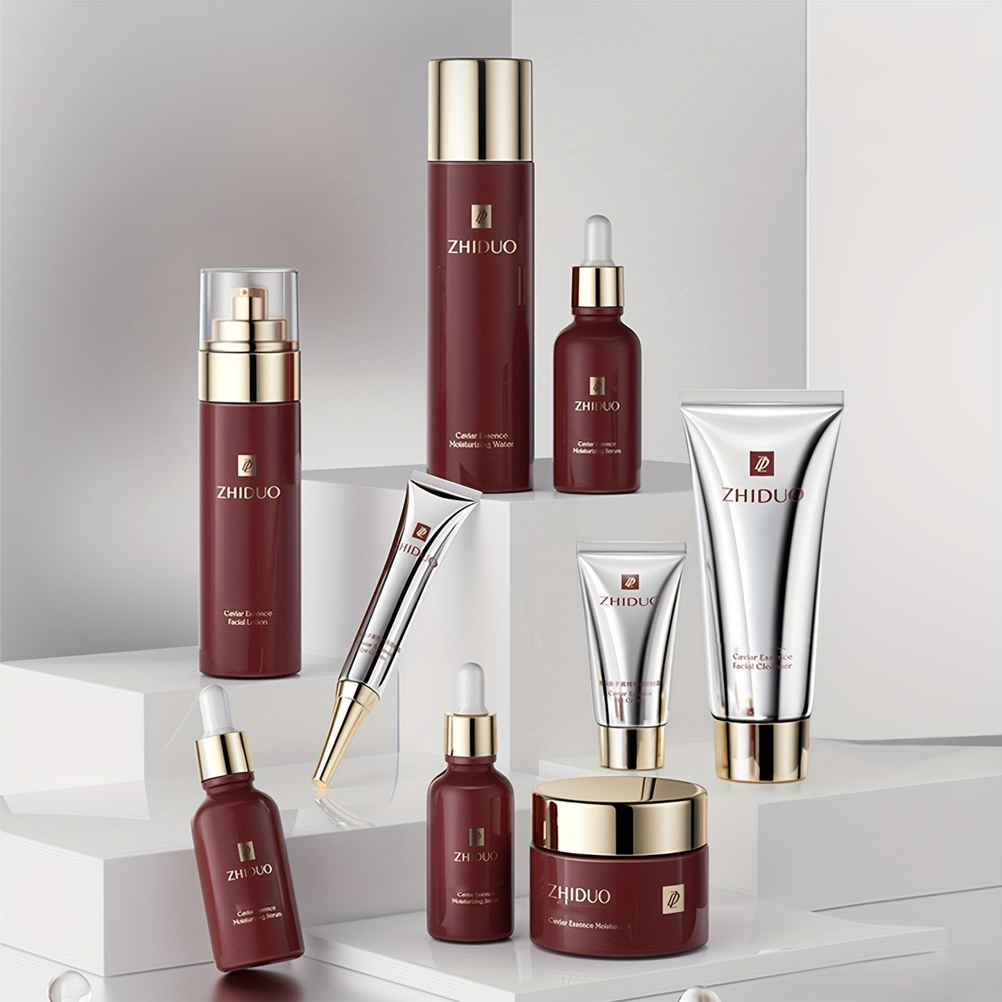 9-pcs Skin Care Set Gentle Skin | Makes Skin Feel Firmer Complete Skincare Process Beauty Skin Care Kit Gift With Cleanser, Toner, Lotion, Essence, Face Cream, Eye Cream For Wife Mom Women Girl