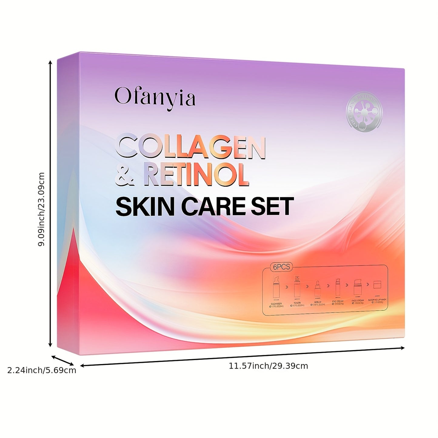 Women Wife Valentine'S Day Gift Ideas, Collagen Retinol Skin Care Set, 6pieces Skincare Gift Sets With Cleanser, Toner, Face Serum, Eye Cream, Face Cream And Lip Mask, Travel Size Skin Care Set
