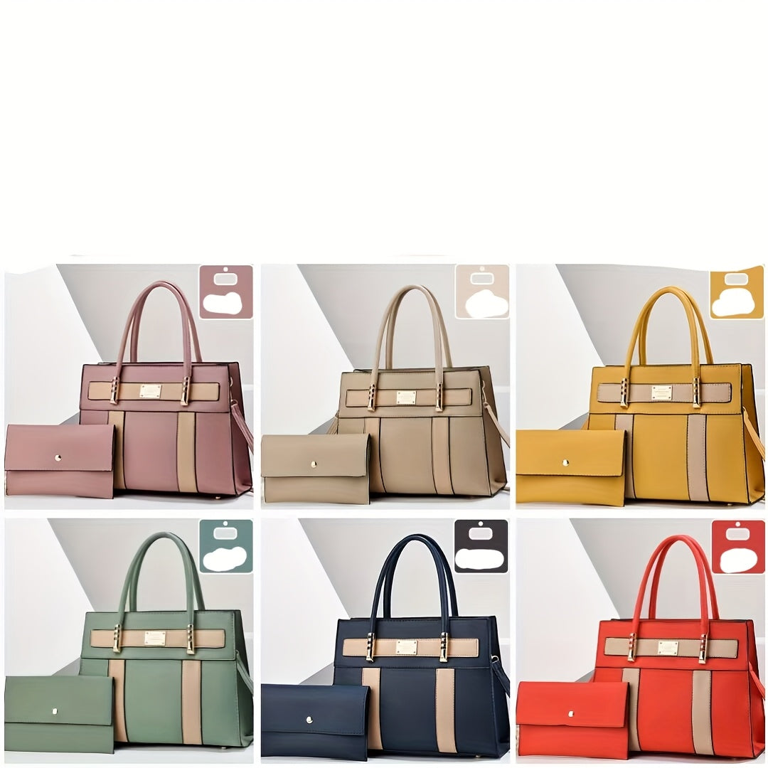 Women's Large Capacity Handbag - Purse with Zipper Closure, Elegant Everyday & Formal Bag in Bright Pink/Khaki/Red/Green/Blue/Yellow/Black - Spacious Tote for Work, Travel, Parties, Ladies Handbags, Elegant Handbag, Polyester