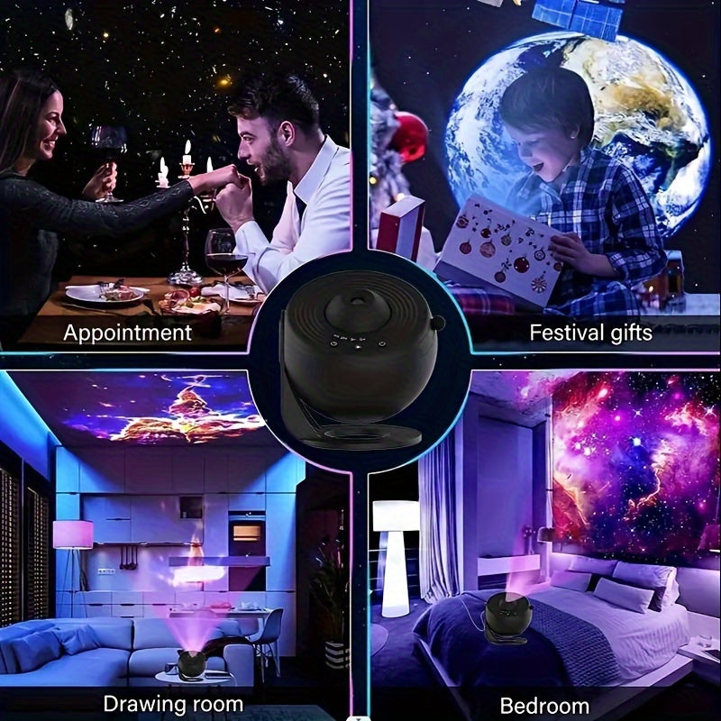 1pc Magical Galaxy Projector Lamp - Create an HD Starry Night Sky, 13 Enchanting Films, Transform Your Bedroom into a Cosmic Haven - Ambient Atmosphere Lighting