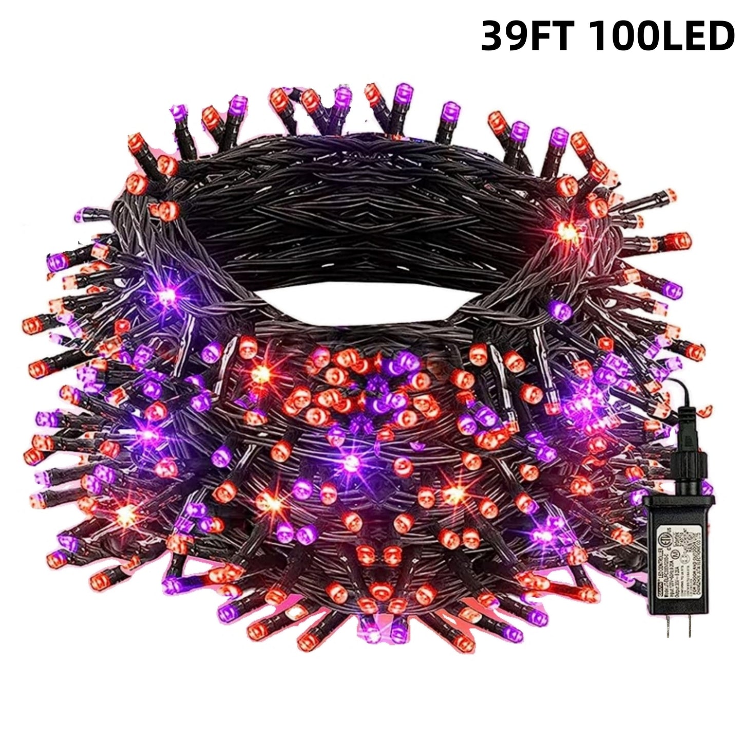 1pc Vibrant Halloween LED String Lights - 300/200/100 LED, 8 Lighting Modes, Waterproof, Connectable, Plug-in, Indoor/Outdoor Mini Lights for Holiday Party Bedroom Decorations (Purple & Orange)