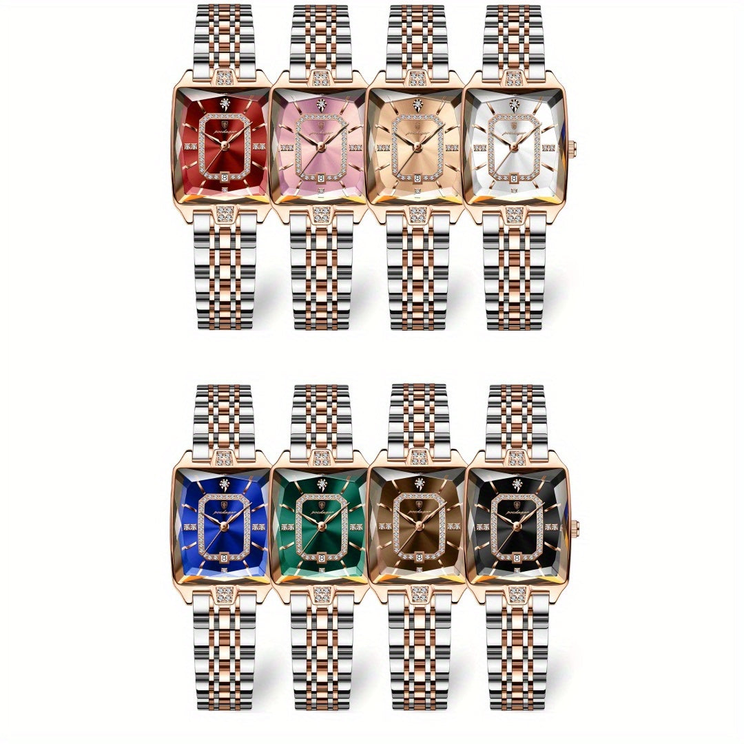 POEDAGAR Minimalist Luxury Women'S Watch - Elegant Stainless Steel Quartz Movement, 30m Waterproof, Date Display, Rectangular Dial for Daily Use & Gift Giving, Casual Chic Style, Quartz Watch, Sophisticated Timepiece