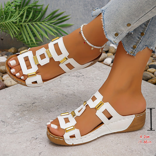 Women's Fashion Lightweight Casual Square Buckle Comfortable Slippers for Travel, Vacation & Home Wear