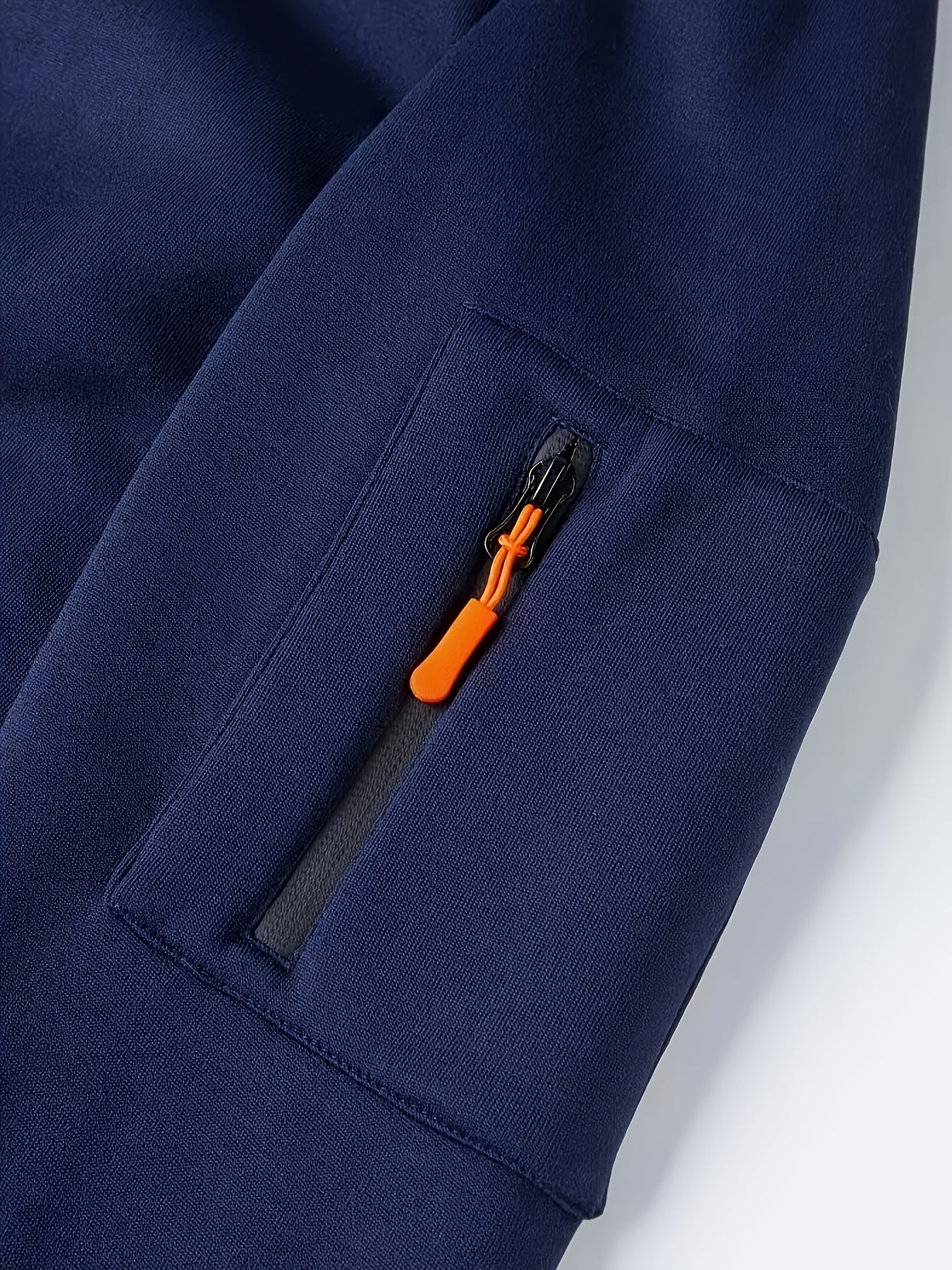 Men's Sporty Zip-Up Hoodie Jacket - Vibrant Orange with Black Zipper Accents, Polyester-Lined Comfort, Machine Washable Regular Fit for Autumn Winter Casual Outdoor Wear, Autumn Apparel