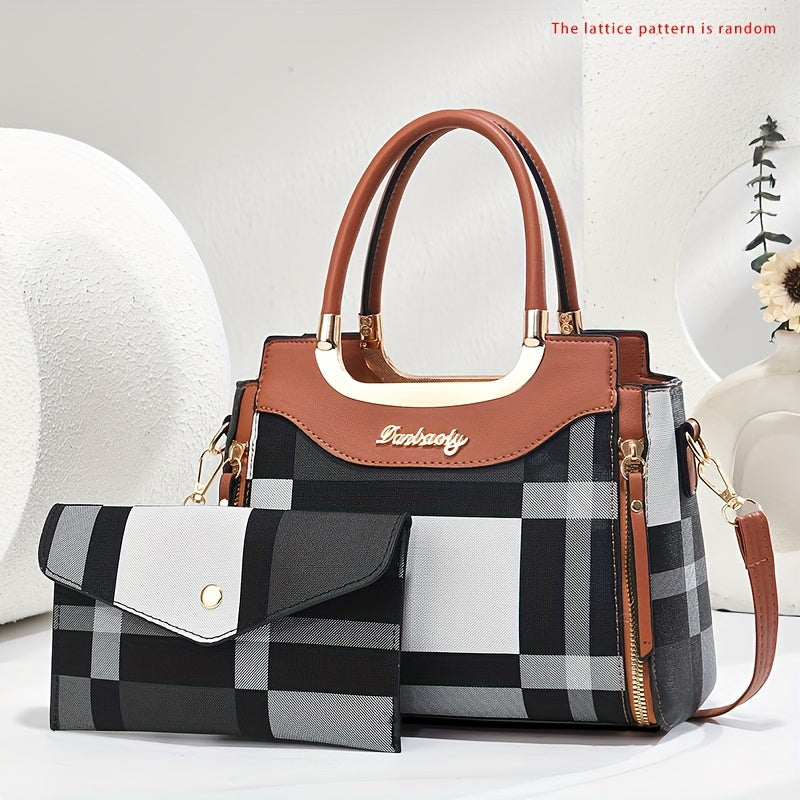 CHROSGEKEIDI Women'S Elegant Black Handbag with Golden-Tone Hardware - Large Capacity, Removable Shoulder Strap, Polyester Lining, Perfect for Work Or Travel, Travel Handbag | Sophisticated Style | Durable Zipper Closure, Lar