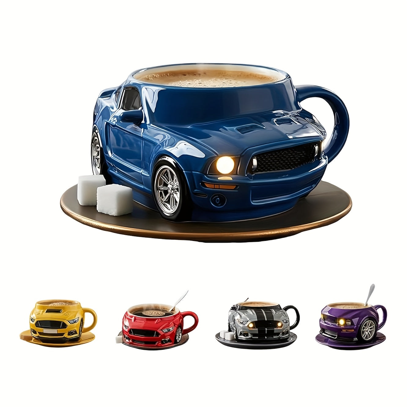 Car-Shaped Coffee Mug | Creative Sporty Style Automobile Coffee Cup with Handle | Portable 3.5 Oz Coffee Cup for Car Enthusiasts & Truck Lovers | Perfect Gift for Men, Women, Friends, Husbands & Dads