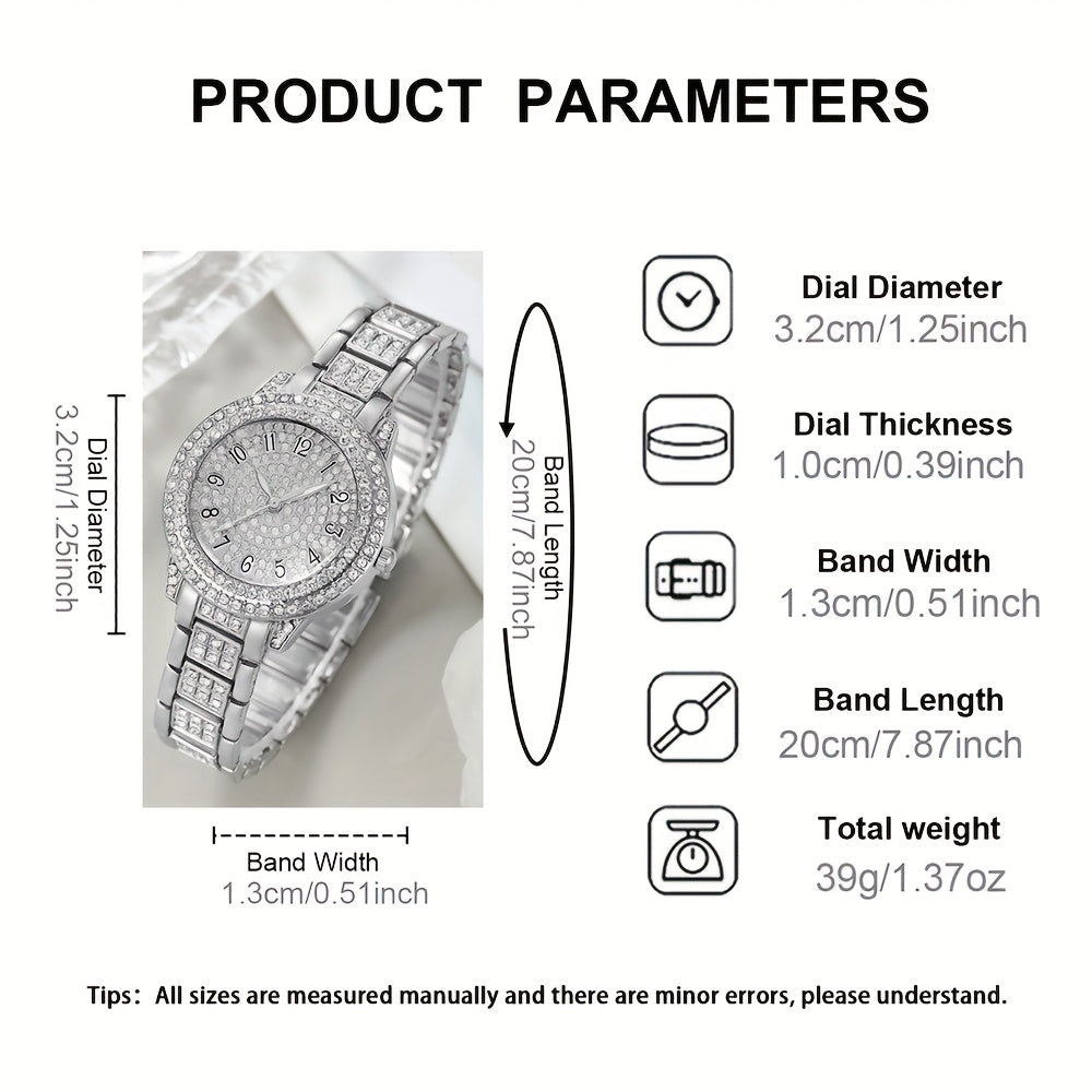 1 Round Elegant Business Casual Quartz Watch and 6 Jewelry Pieces - Perfect for Casual Attire and Gift Occasions, Birthday Gifts and Holiday Parties, Ideal for Women, Ladies, Family, Friends, Spouse, Mother