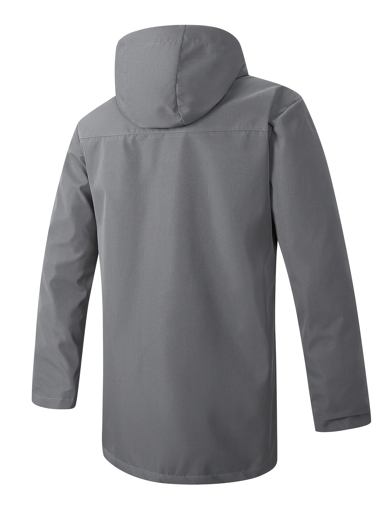 Men'S Casual Hooded Jacket with Adjustable Drawstring Hood - Solid Color Zipper Front, Regular Fit & Functional Pockets, Polyester Lining for Spring/Fall Daily Wear, Spring Outerwear, Sleek Design, Durable Fabric, Lightweight