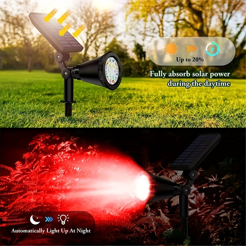 Pack of 1 Solar Pathway Spotlight, 18 LED Solar Powered Garden Light, Foldable Semi-Flush Mount Landscape Lighting Fixture, with Prong Bulb Base, Plastic Shade, with Installation Hardware, for Path, Lawn, Walkway, Driveway