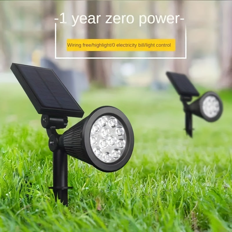 Pack of 1 Solar Pathway Spotlight, 18 LED Solar Powered Garden Light, Foldable Semi-Flush Mount Landscape Lighting Fixture, with Prong Bulb Base, Plastic Shade, with Installation Hardware, for Path, Lawn, Walkway, Driveway