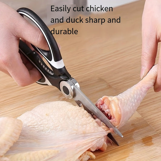 Heavy-Duty Kitchen Shears for Cutting Chicken, Duck, Fish & - 420 Stainless Steel Food-Safe Multipurpose Scissors with Sharp Blades & Ergonomic Handles for Cooking, Baking, Meal Prep, Sleek Blade Design, Highquality Kitchenwa