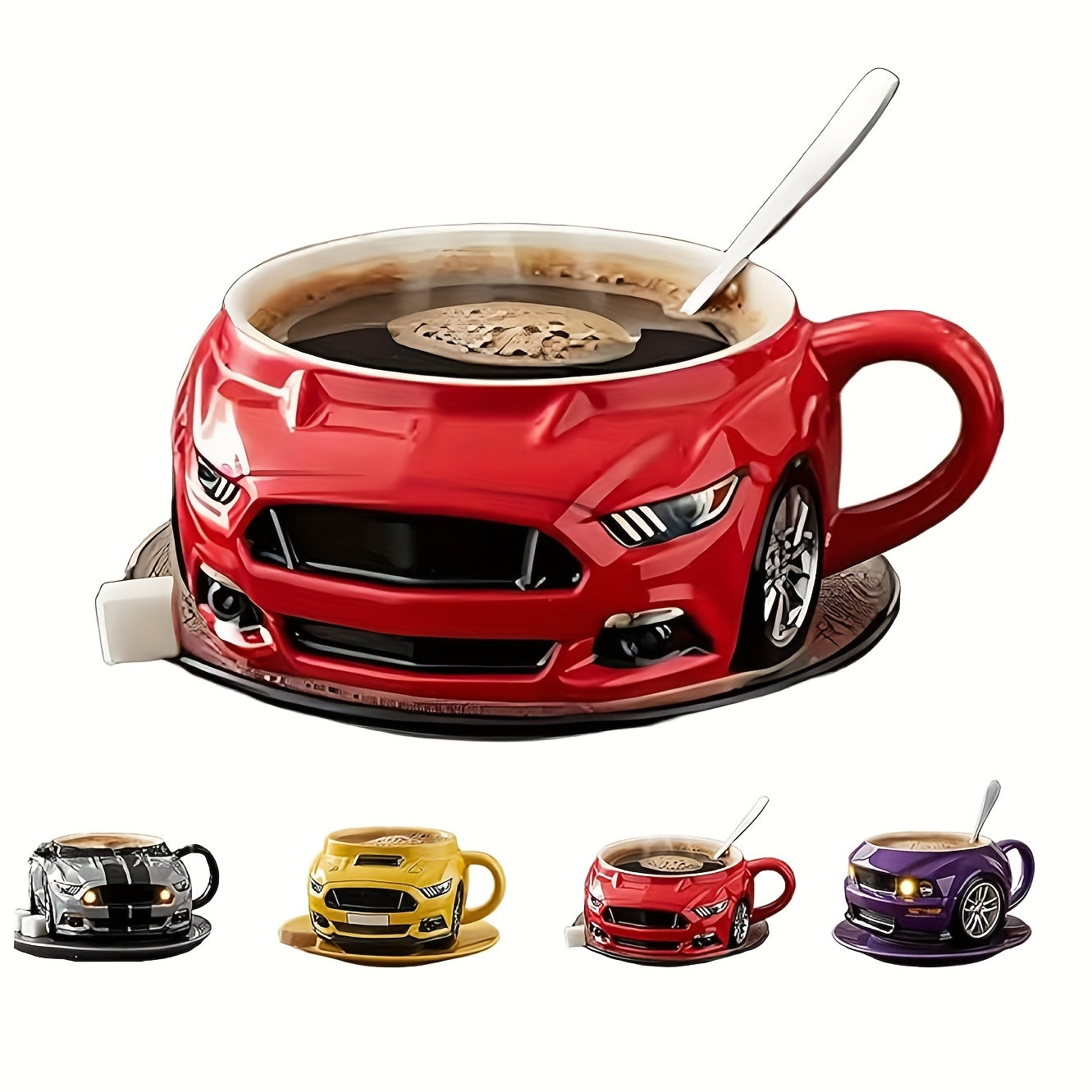 Car-Shaped Coffee Mug | Creative Sporty Style Automobile Coffee Cup with Handle | Portable 3.5 Oz Coffee Cup for Car Enthusiasts & Truck Lovers | Perfect Gift for Men, Women, Friends, Husbands & Dads