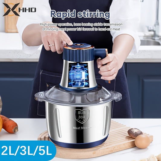 2L/3L/5L Stainless Steel Meat Grinder with 5-Speed Control & 30000 RPM Motor - Rapid Straining Technology for Chopping Onions, Garlic, Vegetables - Ideal for Salads, Soups, Noodles - European Plug (220-240V), Meat Grinders fo