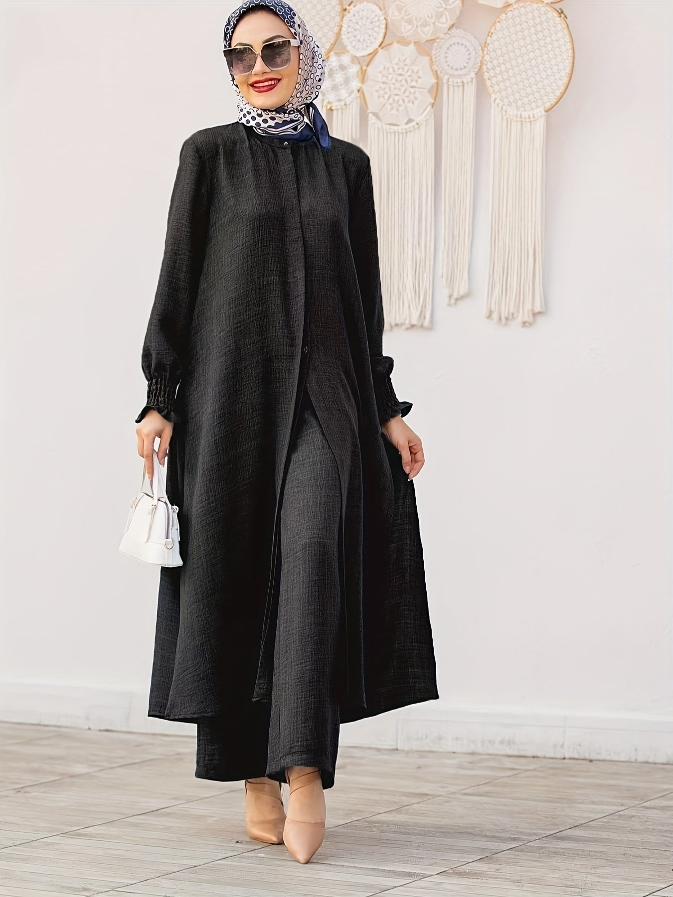 Middle East Ramadan Elegant Pure Muslim Casual Pants Set - Fashionable and Comfortable Design, Perfect for Daily Wear