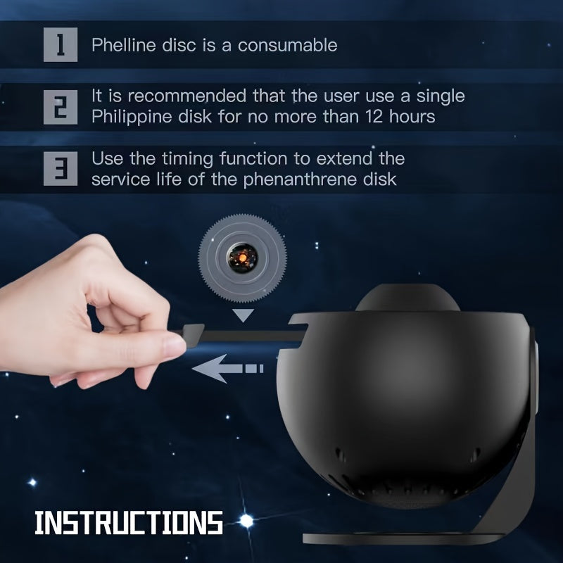 1pc Magical Galaxy Projector Lamp - Create an HD Starry Night Sky, 13 Enchanting Films, Transform Your Bedroom into a Cosmic Haven - Ambient Atmosphere Lighting