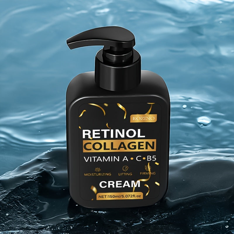 ROZINO Retinol Collagen Face Cream 5.07oz - Vitamin A, C, B5 Enriched, Hydrating & Firming Moisturizer for All Skin Types, Hypoallergenic, Reduces Fine Lines & Wrinkles, Reveals Youthful Radiance
