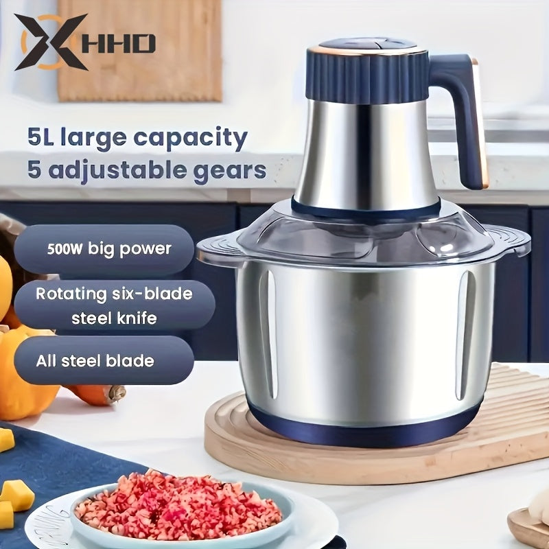 2L/3L/5L Stainless Steel Meat Grinder with 5-Speed Control & 30000 RPM Motor - Rapid Straining Technology for Chopping Onions, Garlic, Vegetables - Ideal for Salads, Soups, Noodles - European Plug (220-240V), Meat Grinders fo