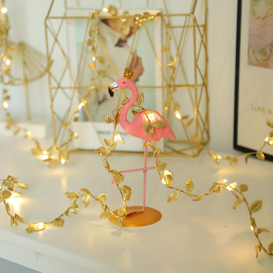 1pc Golden Leaf Wrap Copper Wire LED Decorative String Lights - Indoor Home Decor, Bedroom, Wedding, Christmas Holiday Decoration, 1/2/3M Long, Copper Wire, LED Lights, String Lights, Home Decorative Lighting