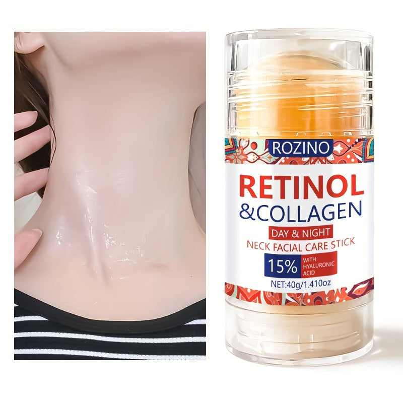 Rozino Retinol & Collagen Neck And Face Cream Stick, 40G - Deep Hydration For Soft, Firm Skin | Long-Lasting Moisture | Hypoallergenic With Glycerin | For All Skin Types