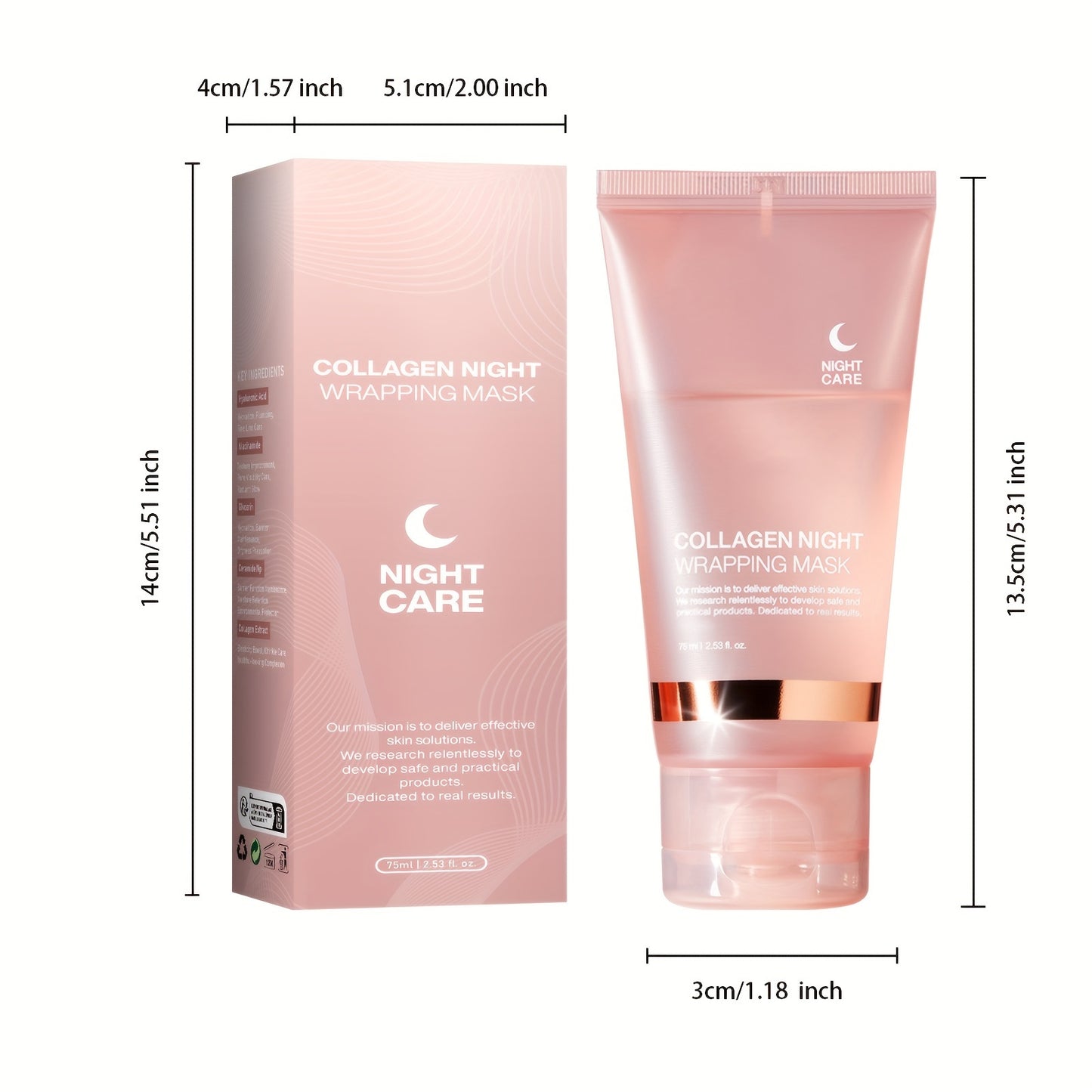 Hydrating Collagen Night Mask, 2.54oz - Gentle & Non-Irritating, Moisturizing Firming Face Care for All Skin Types,, Collagen Filling, Face Care
