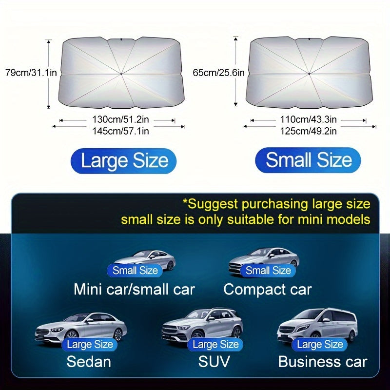 Automobile Windshield Sunshade-Foldable Automobile Umbrella Sunshade, Anti-Ultraviolet Car Front Window (Heat Protection) Windshield Cover Card