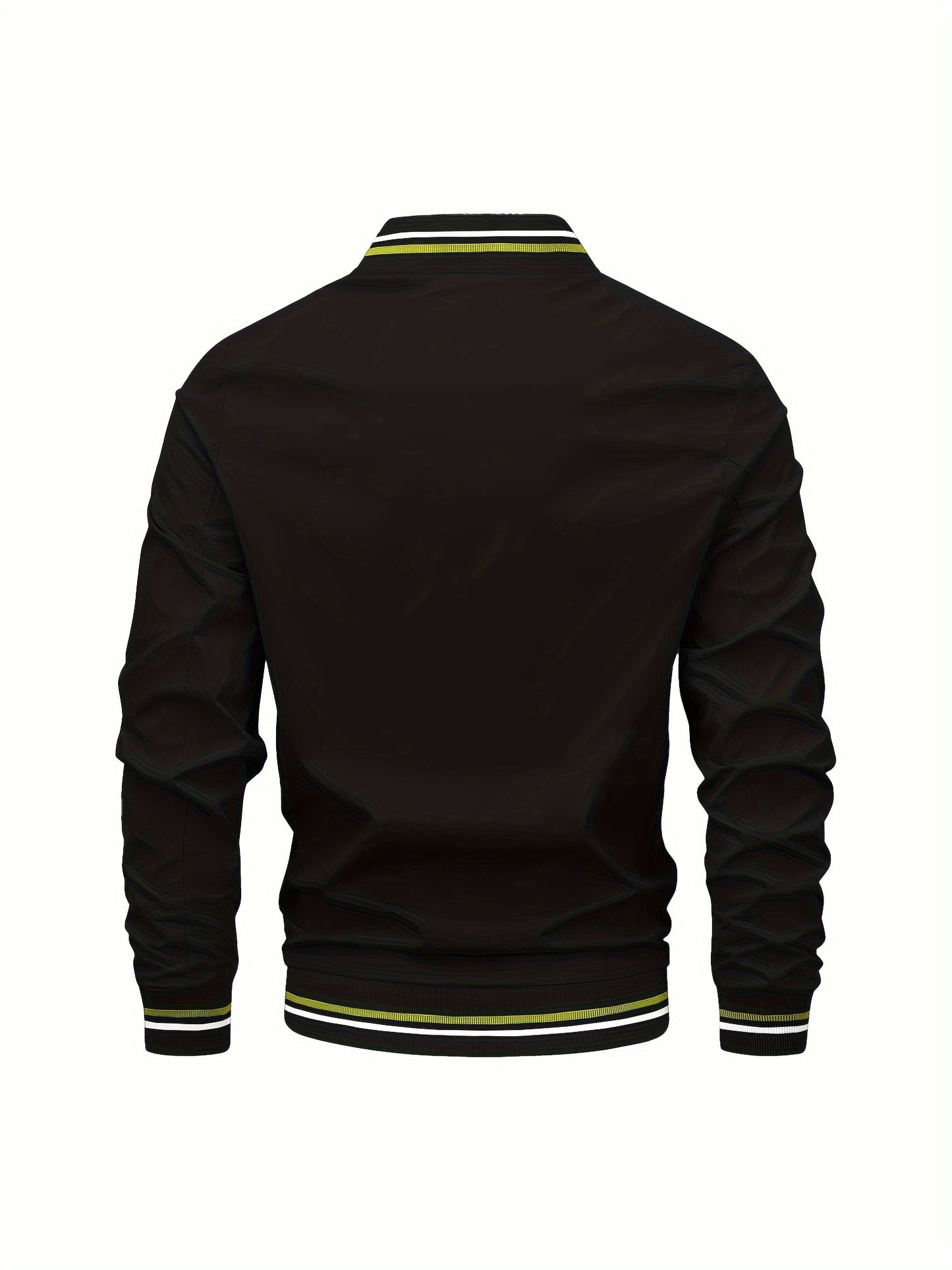 1pc, Spring And Fall Men's Striped Sports Fashion Jacket, Baseball Collar Zip Up Casual Jacket For Mountaineering And Daily Outings