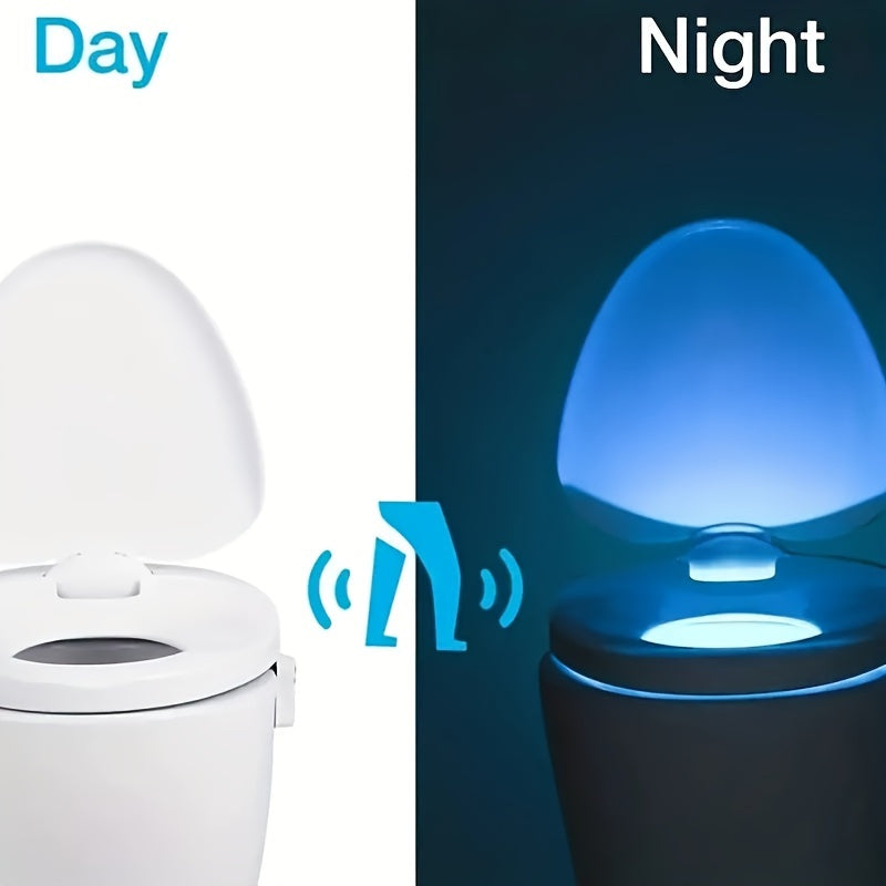 1pc Smart LED Toilet Night Light - PIR Motion Sensor, 16-Color RGB Washroom Accent, Human Body Induction, Hanging Bowl Lighting for Hotel & Home Bathrooms
