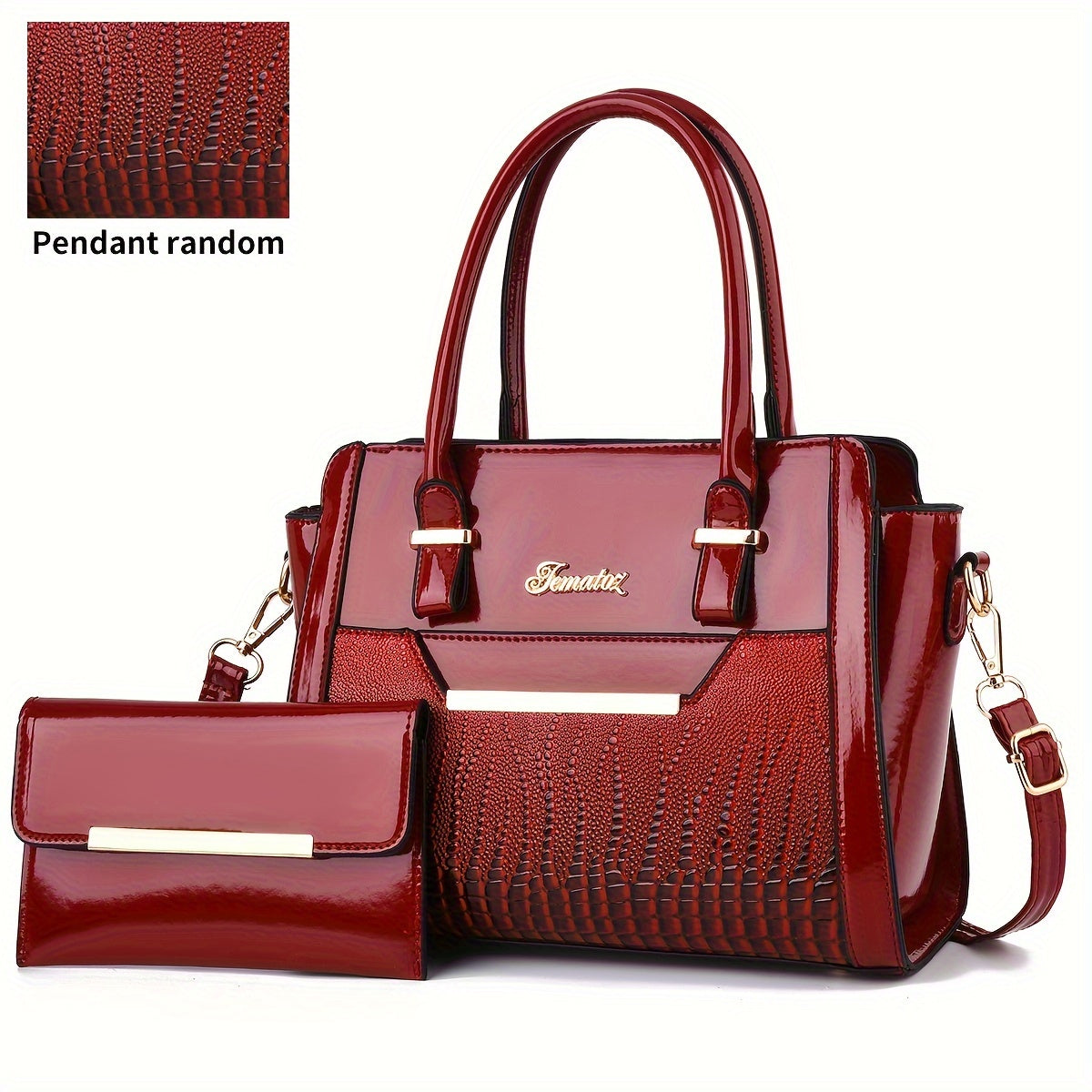 Set Women's Handbags, Elegant Vintage PU Leather Tote With Lizard & Octopus Embossing, Large Capacity Shoulder Bag For Daily & Office Use