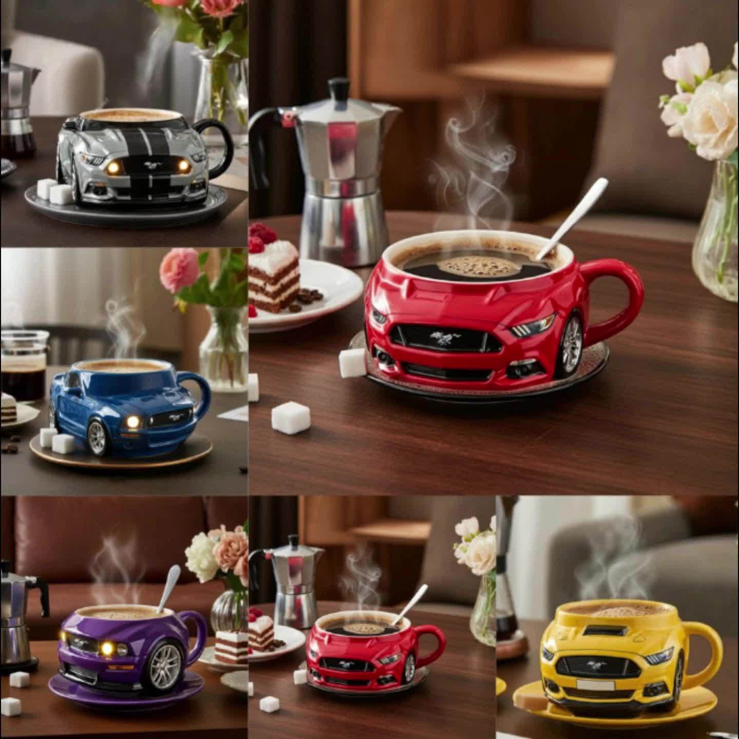 Car-Shaped Coffee Mug | Creative Sporty Style Automobile Coffee Cup with Handle | Portable 3.5 Oz Coffee Cup for Car Enthusiasts & Truck Lovers | Perfect Gift for Men, Women, Friends, Husbands & Dads