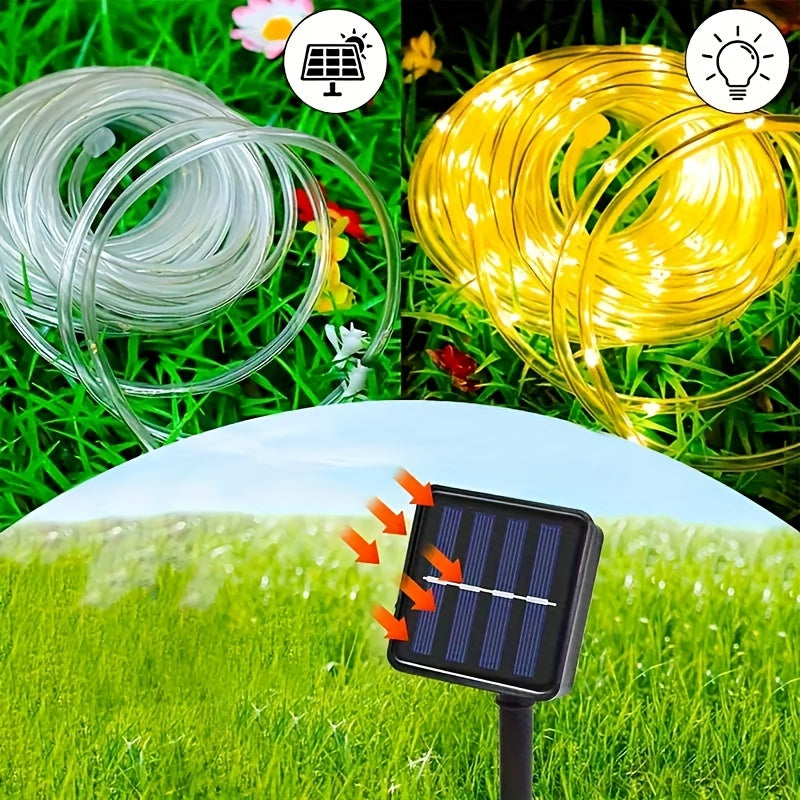 1 Pack Solar Tube String Lights, 8 Modes Outdoor LED Copper Wire Lights, For Garden Decor Lamp, Outdoor LED Copper Fairy String Tube Lights For Party Garden Yard Home Wedding Christmas Halloween Holiday Decoration Lighting
