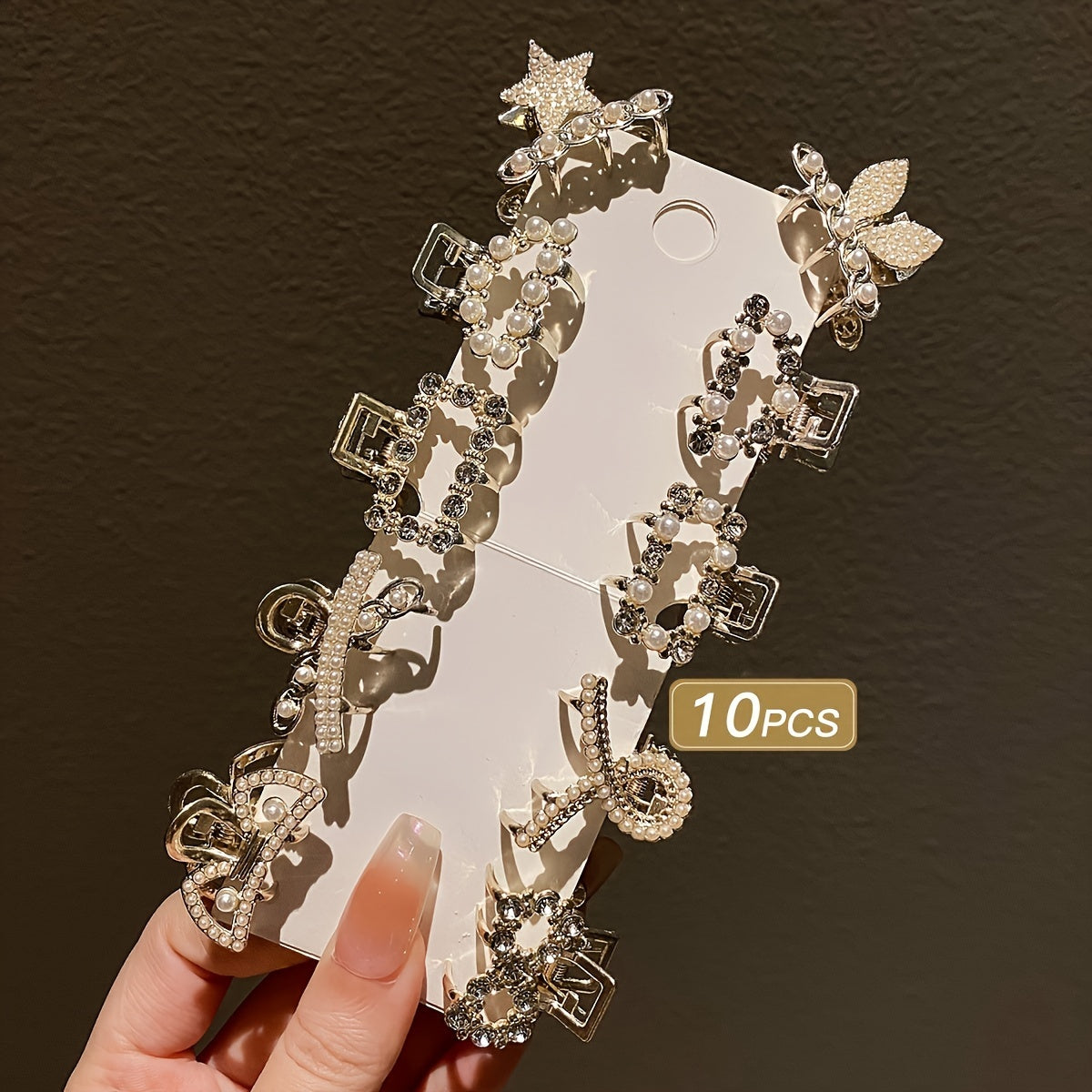 10pcs Hair Gripper Small Alloy Mini Hair Catcher Princess Head Bow Rhinestone Korean Hair Accessories Bang Clip Hair Clip Headwear