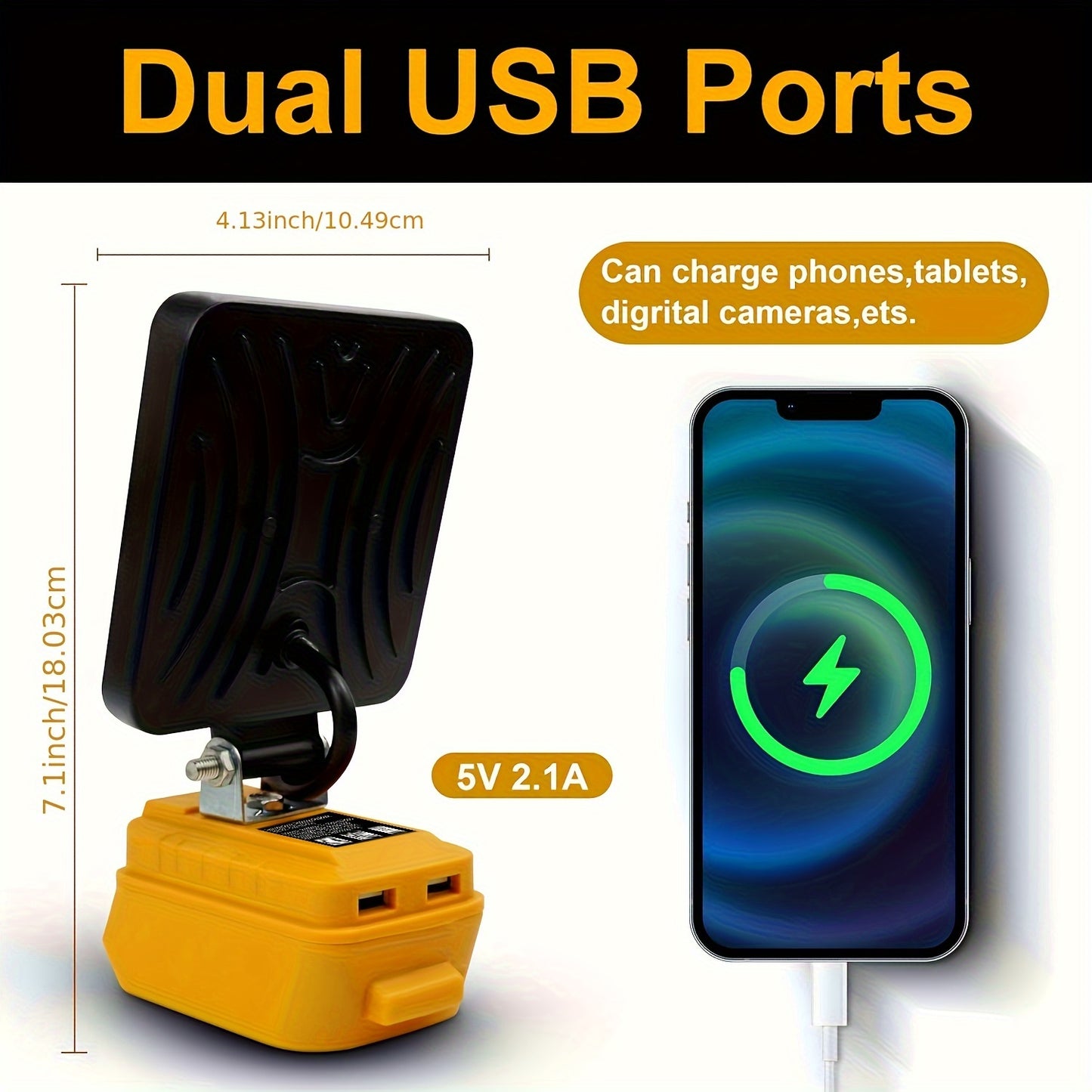 LED Work Light For DeWALT 20V MAX Battery, 90W 5400LM/60W 4500LM/48W 3800LM LED Flood Light For Outdoor, Camping, Car Repairing, Emergency And Job Site Lighting
