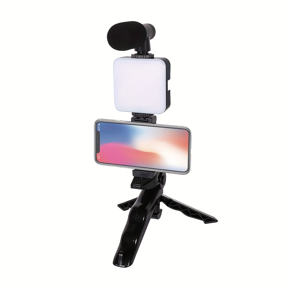 5-in-1 LED Lighting Master - Ultra-Stable Tripod Stand for Handheld Selfies, Interviews & More - Portable, Pivoting, Adjustable Brightness - Perfect for On-The-Go Content Creators
