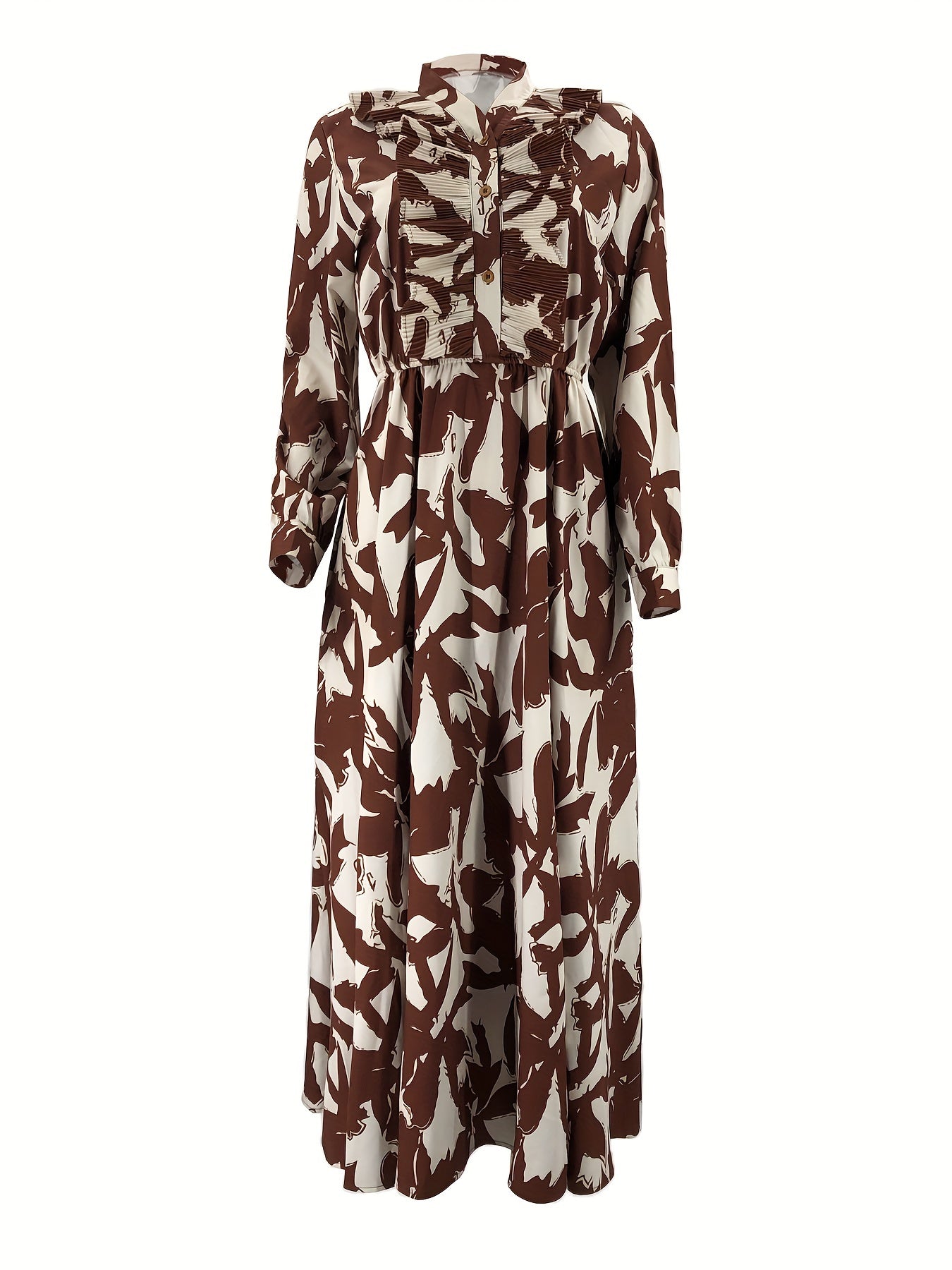 Women's Middle Eastern Muslim Print Long Dress - Elegant, Comfortable, Stylish for Modest Fashion