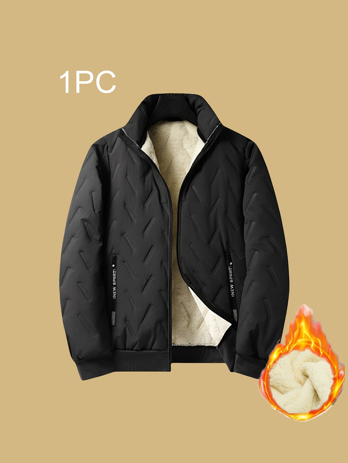 Two-Tone! 1pc Men's Autumn/Winter Thickened Hooded Jacket, Essential Winter Coat with Fleece Lining – Windproof & Warm Casual Workwear for Daily Outings, Commuting, Outdoor Activities, and Sports